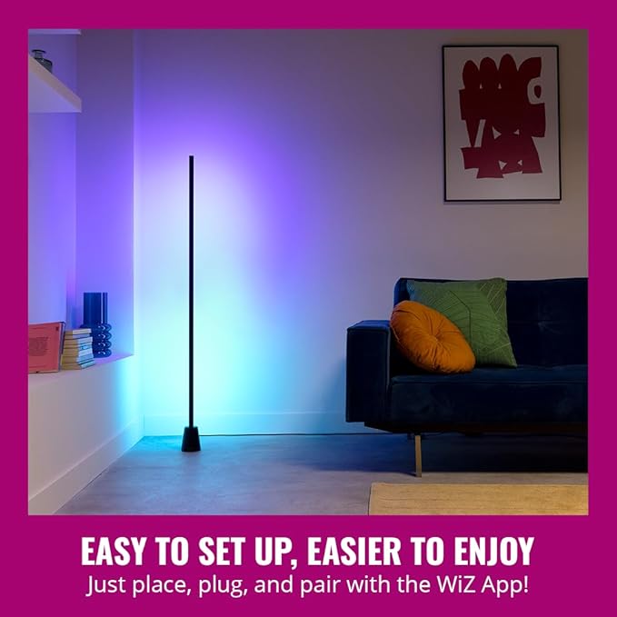 WiZ Connected Gradient Floor Light, Multi-Color LED Light Strip, Sleek Design and Easy Setup, RGBIC LED Strip Lights, Floor Lamp Connects to Wi-Fi, Voice/App Control