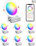Smart Recessed Lighting 4 Inch RGBCW Color Changing 12W LED Recessed Ceiling Lights with Junction Box,1080LM Canless Downlight Compatible with Alexa,Dimmable by Bluetooth Control (6 Pack)