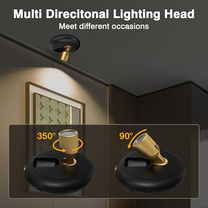Wireless Spotlight Indoor,Battery Operated Wall Accent Lighting,LED Puck Lights with Remote,Plants Lighting/Uplight,Stick on Display Wall Sconce for Picture Painting Artwork Portrait Closet Home Decor