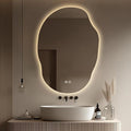 LED Bathroom Mirror with Lights 25x35, Dimmable Irregular Backlit Vanity Mirror with 3 Colors, Anti-Fog, Memory, Al-Alloy Lampshade, Frameless Smart Mirror for Bathroom (Horizontal/Vertical)