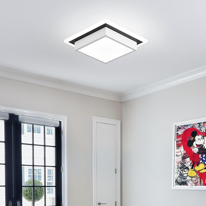 Modern LED Ceiling Light, Hallway Ceiling Light, 6000K Cold White Flush Mount Ceiling Lamp, Square Hallway Lighting Fixtures for Living Room Bedroom Bathroom Kitchen