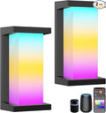 RGB Smart Outdoor Wall Lights,RGBCW Modern Outdoor Waterproof for Front Porch Light,WiFi APP Control Exterior Lighting Fixtures,LED Wall Mount Outside Lights for House,Garage,Backyard(2 Pack)
