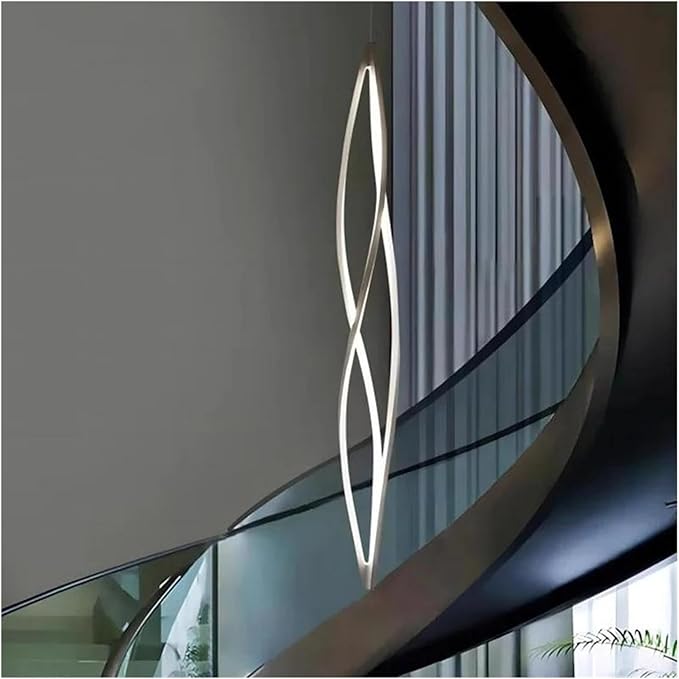 Pendant Lights, Modern Home Decor Led Lights Pendant Light Lamps Forstaircase Chandeliers for Living Room Hanging Indoor Lighting(RC Remote dimming,White 180cm)
