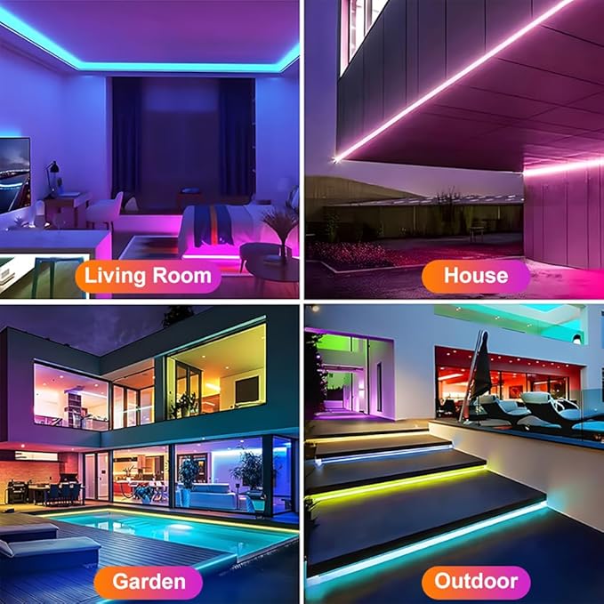 Ligency Smart Neon Rope Lights with Alexa - 16.4FT Ultra Bright RGBW LED Strip, Plug-in Adapter Powered, IP65 Waterproof Flexible Neon Lights with App Control & Music Sync, DIY Decor