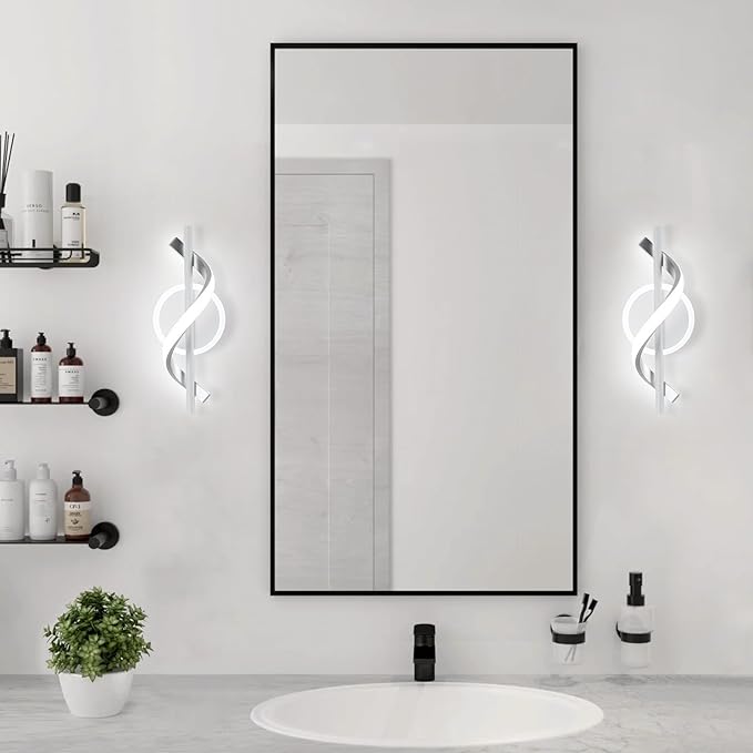 LED Wall Sconces Indoor, 12W LED Wall Lights, Modern Spiral Wall Lamp, 6000K Cold White Wall Mount Light Fixture for Stairs Living Room Bedroom Aisle Hallway (Cool White, White)