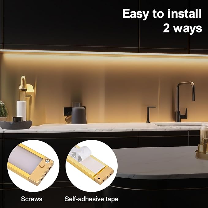 2pack 40inch Smart Under Cabinet Lighting, 2700-6000K Under Counter Kitchen LED Light, Dimmable Under Counter Closet Light Fixture APP Control, Work with Alexa, Google Assistant (Gold)