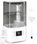 BOXING 6L Warm & Cool Mist Humidifiers for Bedroom, Air Humidfier for Large Room with Remote Control, Auto Mode Perfect for Baby & Plants, Top Fill, Sleep Mode, Timer, Essential Oil Tray, 60H