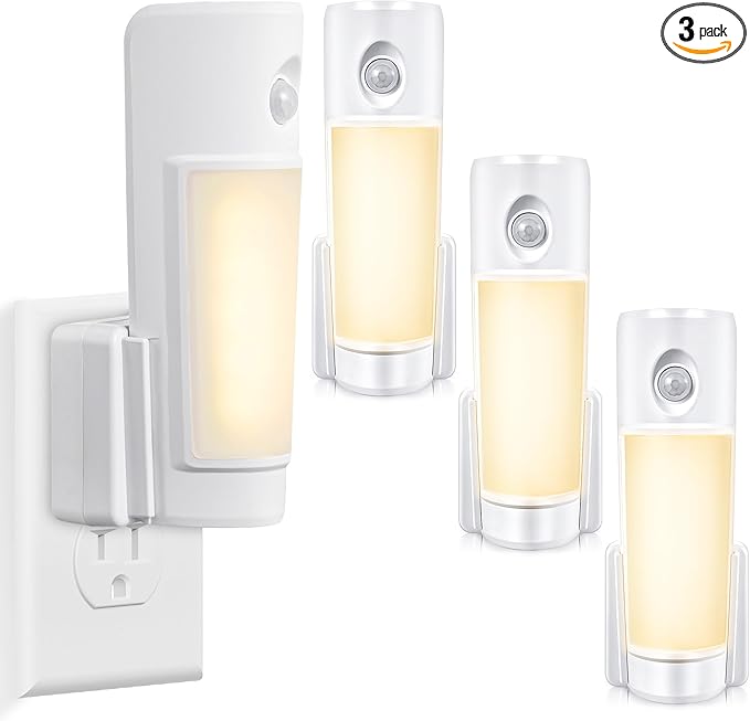 Enhon 3 Pack 4 in 1 Emergency Lights for Home Power Failure, Rechargeable LED Flashlight Plug in Wall, Automatic Turn On Power Outage Night Light with Motion Sensor for Hurricane Preparedness Items