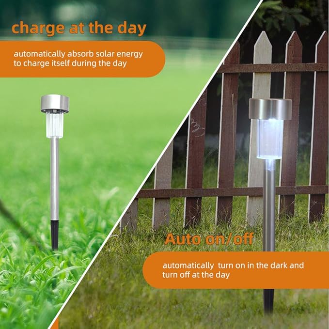 10 Pcs Outdoor Solar Pathway Lights,Stainless Steel LED Landscape Lighting,Outdoor Waterproof Solar Garden Lights,Outdoor Decorative Lighting,with Auto On/Off,for Patio Yard Lawn Path (Multicolor)