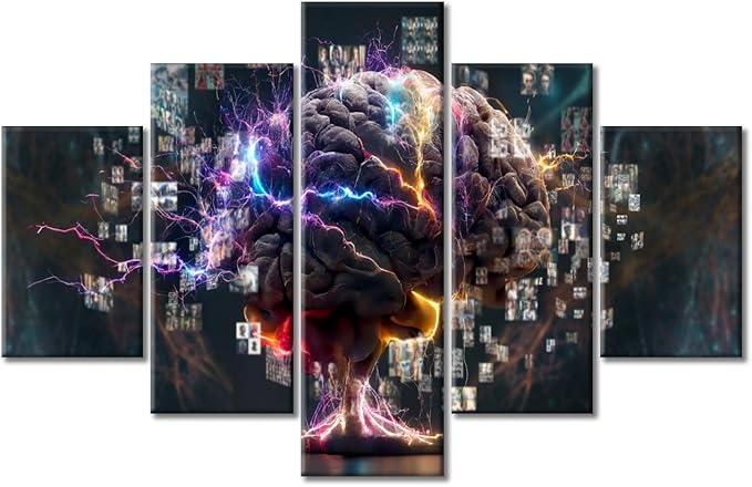 Smart Brain Pictures Canvas Wall Art for Living Room Colorful Human Brain Large Wall Art Human Brain Contemporary Home Decor Print On Canvas Ready to Hang for Bedroom Office (60"Wx40"H)