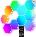 Large Hexagon LED Lights for Bedroom, Smart Home Gaming LED Wall Lights RGB-IC Gaming Room Decor Work with Alexa Google Assistant, Voice/App Control, Music Sync, DIY Modular Light Panels, 10 Pack