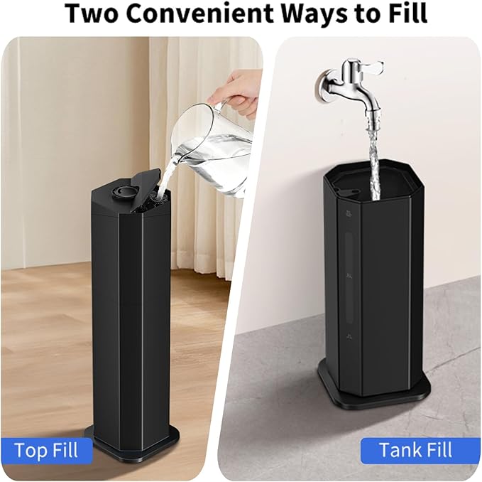 Humidifiers for Bedroom - GloryAir 2.38Gal/9L Top Fill Warm & Cool Mist Humidifier for Large Room 750ft² with Auto Mode 7-Color Light, Humidistat, Quiet Humidifier for Plants Baby Adults Home & Office