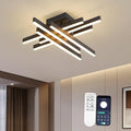 Modern LED Ceiling Light with Remote, Dimmable 21-inch Ceiling Lights for Bedroom Living Dining Room Kitchen, Black Flush Mount Ceiling Light Fixture LED Chandelier Ceiling Lamp (6-Light)