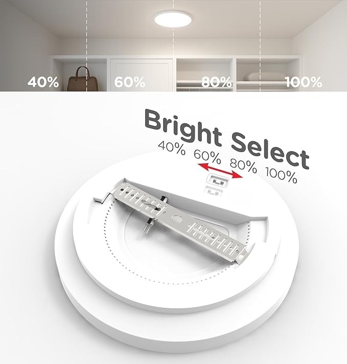 Flush Mount LED Ceiling Light Wired, 9 Inch 18W, 5 CCT 2700/3000/3500/4000/5000K, Brightness Settable 1800LM Surface Mount Closet Light for Stair Hallway Laundry Porch, White