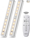 LDOPTO Under Cabinet Lights Wireless Battery Operated Lights with Remote Control LED Closet Lights Counter Wall Lights Without Wiring with Remote for Kitchen Shelf Hallway, Multiple Colors 2 Pack