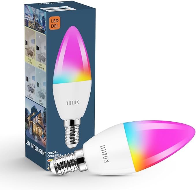 OHLUX Smart Candelabra Led Light Bulbs, E12 Base Led Bulb 5W 40 Watt Equivalent WiFi Candle Small Bulbs Compatible with Alexa/Google Assistant, Color Change Alexa Light Bulbs 2.4GHz WiFi Only,1 Pack
