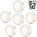 LED Puck Lights 6 Pack, Remote Control, Warm White Brightness Dimmable Battery Powered Touch Closet Cupboard Kitchen Wardrobe Lights