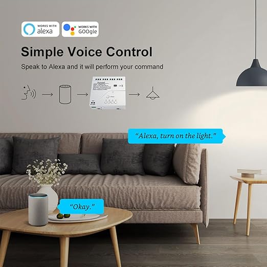 Smart WiFi Wireless Relay Switch Module, Tuya 4CH AC 85-250V/ USB 5V Smart Life Remote Control Dry Contact Momentry Switch Compatible with Alexa and Google Home