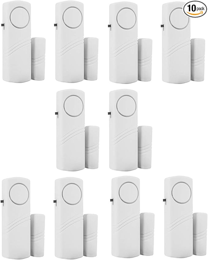 HIIXHC Personal Security Window & Door Alarm Bell | Wireless Sensor Door Window Burglar Alarm | Pack of 10