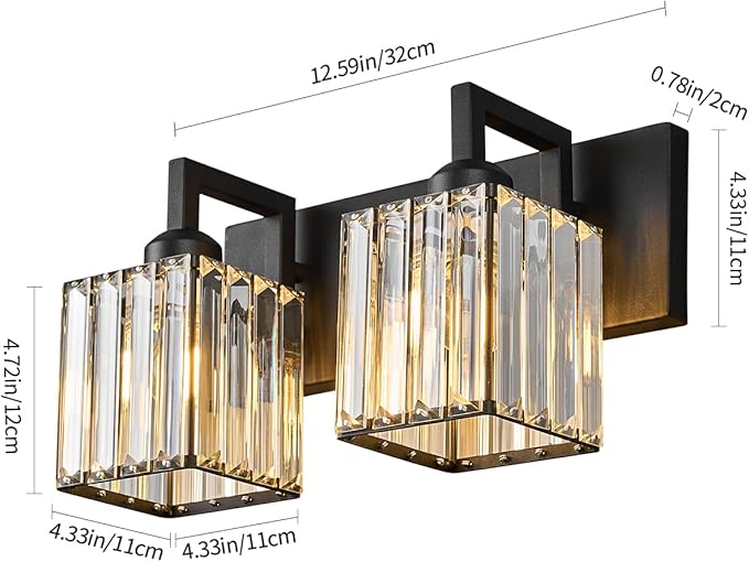 19.5" KnurledBrassWallSconcesSetof2,BronzeBathroomVanityLightFixtureswithWaterRipplesGlassTube,ModernLampforBedroom,LivingRoom,Hallway,Staise,Mirror,Kitchen