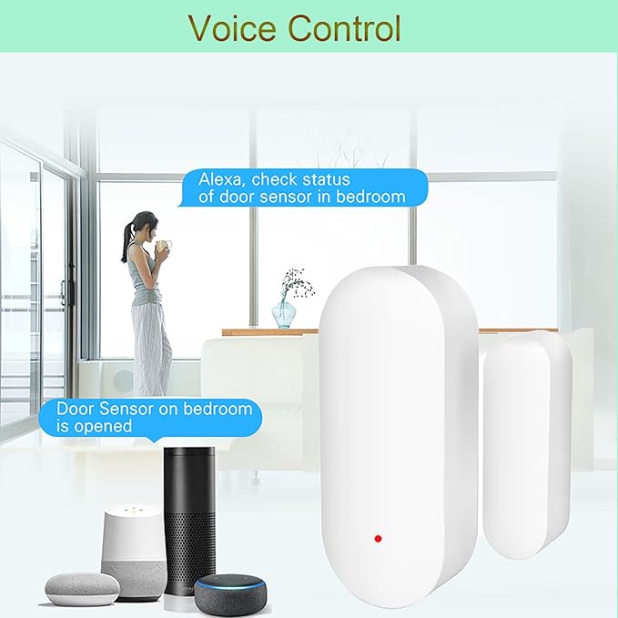 WiFi Door and Window Sensor: Wireless Contact Sensor with Free App Notification Alerts, Smart Door Sensor for Alarm System & Smart Home Automation, Compatible with Alexa Google Home(1Pack)