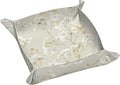 Tiny White Flowers Clusters Minimal Leaves Valet Tray Leather Portable Tray Desktop Storage Organizer Bedside for Men Women Jewelry Keys Coin Candy Sundries