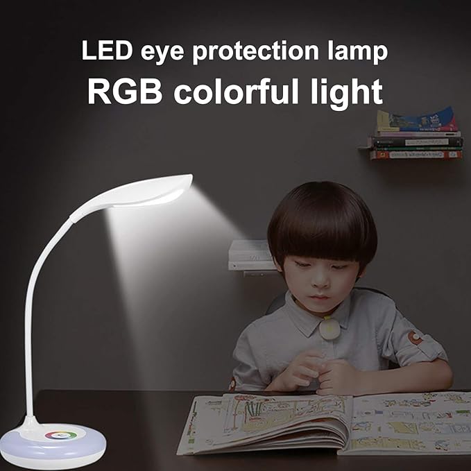 LED Desk Lamp, Dimmable Eye Caring Reading Desk Light RGB Dimmable Office Lamp Desktop Supplies