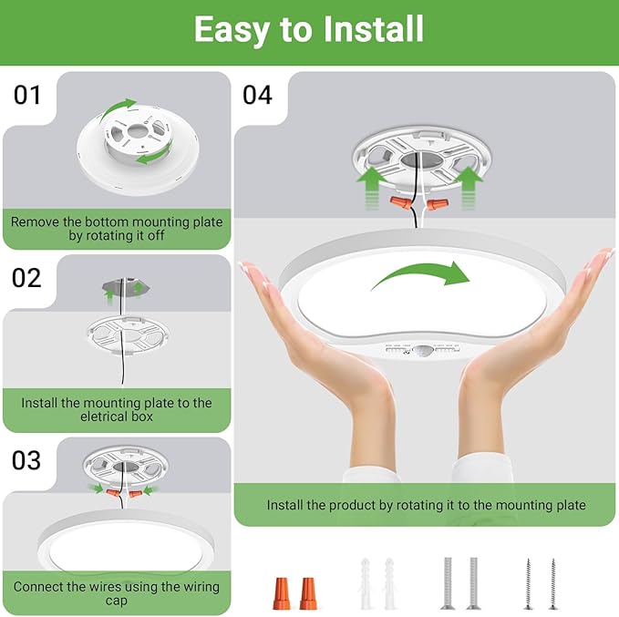zemty 12inch Motion Sensor Ceiling Lights Wired, 24W 2400lm 3CCT/3 Mode/30-120s Timer, Bright White LED Flush Mount Light Fixture Motion Activated for Closet Pantry Hallways Stairwells Garage