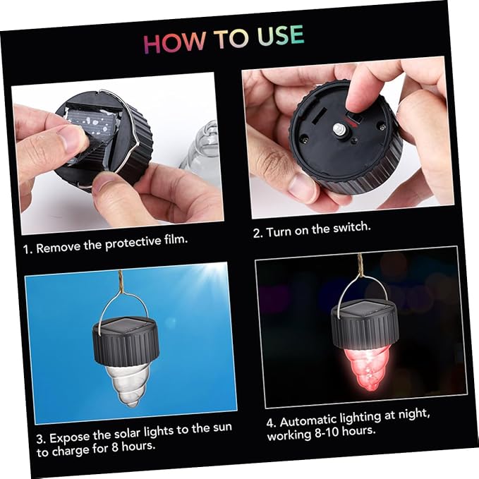 POPETPOP 6-Pack Colorful Solar Pendant Lights LED Outdoor Garden Decor Waterproof Hanging Solar Lamps for Patios Walkways and Events