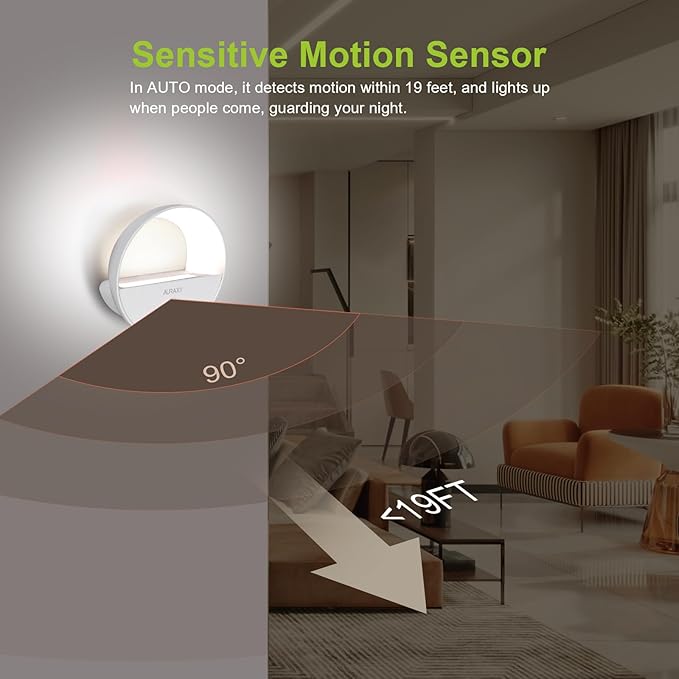 Rechargeable Motion Sensor Night Light, Battery Night Lights LED Cool White Magnetic Stick-on Motion Sensored Hallway Light, with Dusk to Dawn Sensor for Stair, Wall, Bedroom, Bathroom(3 Pack)