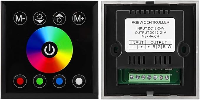 Wall Mounted Colorful RGBW LED Touch Panel Controller Dimmer Switch Applicable Scene LED Strip Light (Black), NIZUUONE1oxma72gdw-01