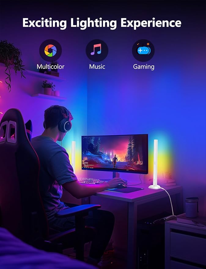 DAYBETTER LED Light Bars, BGRICWW LED Gaming Lights with Scene and Music Modes, Smart Light Bar with Multiple Placement Options, Smart Controller, Mood Lighting, PC Gaming Light Bar for Room Decor