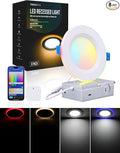 TORCHSTAR 8-Pack 4 Inch Smart LED Recessed Ceiling Light with 2W RGBCW Back Night Light, 2700K-6500K, Dimmable CCT Color Changing Slim Recessed Lighting, Baffle Trim, Hub Included, ETL & ES