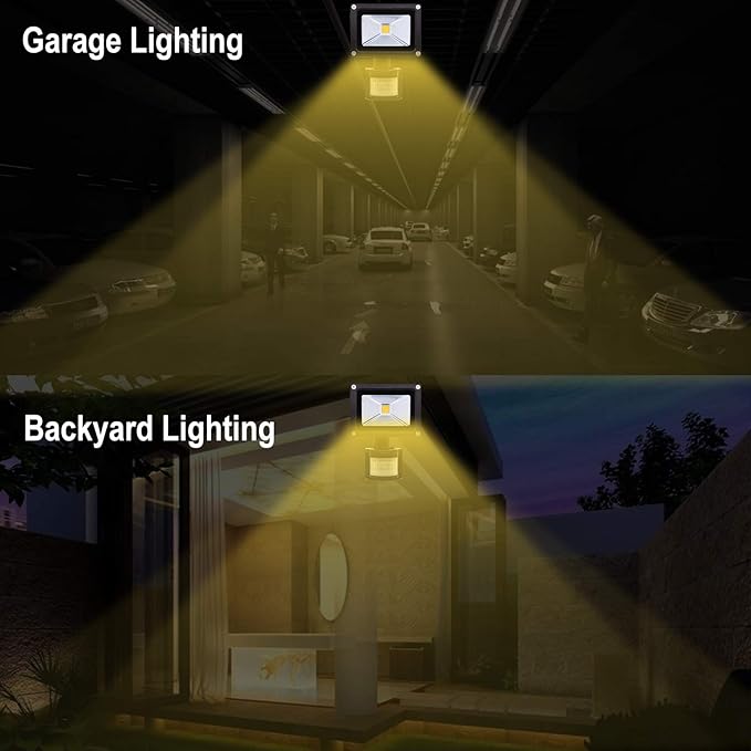 Z Motion Sensor Flood Lights Outdoor,10W Induction LED Lamp, IP65 Waterproof Spotlight,3200K LED Sensor Light,Security Light with US 3-Plug (Warm White-Black)