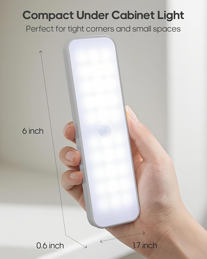 5 Pack Under Cabinet Lighting Wireless, Small 6'' Led Rechargeable Motion Sensor Light Indoor, 3CCT Dimmable Closet Light, Stick on Magnetic Under Counter Light for Pantry, Bookshelf, Stairs
