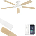 Fanbulous 60 inch Ceiling Fans with Lights, Smart Flush Mount Ceiling Fan and Remote APP, Modern Low Profile, 3CCT 20W LED with 6-Speeds Quiet Reversible Motor for Bedroom, Living Room, Kitchen, White