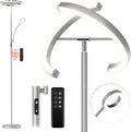 FIMEI Split Floor Lamp Modern LED Rotatable Floor Lamp with Reading Light, Eye-Protection Reading Standing Lamp with Stepless Dimming and 3000K-6000K Color, Separately Rotatable Design, Gray