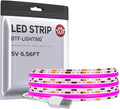 BTF-LIGHTING FCOB USB Powered Purple Color COB LED Strip Lights 6.56FT 640LEDs 5V 8mm Width 90+ High CRI Ultra Bright Flexible Light for TV Backlight Display Cabinet PC DIY Decor