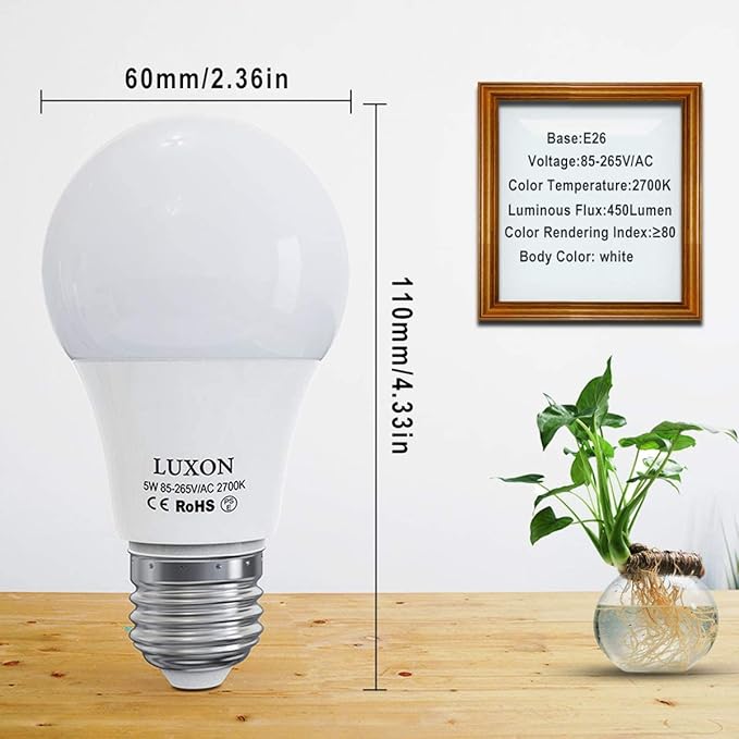 LUXON Motion Sensor Light Bulb,9W Smart Bulb Radar Dusk to Dawn LED Light Bulbs,E26 Base Indoor Sensor Night Lights Soft White 2700K Outdoor Motion Sensor Bulb Auto On/Off 2 Pack