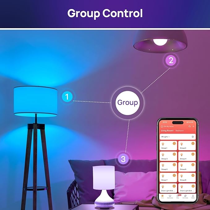 Consciot Smart Light Bulbs, A19 Color Changing Smart Bulbs, 800 Lumens 60W Equivalent, Works with Apple Home, Alexa, Google Home & SmartThings, Dimmable LED, 4-Pack