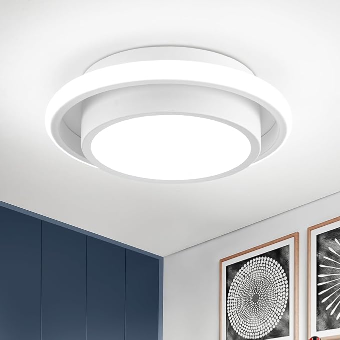 12IN Modern LED Ceiling Light Fixtures, Cool Light Circle 6000K Hallway Lights White Close to Ceiling Light for Kitchen Bedroom Balcony Bathroom Living Room
