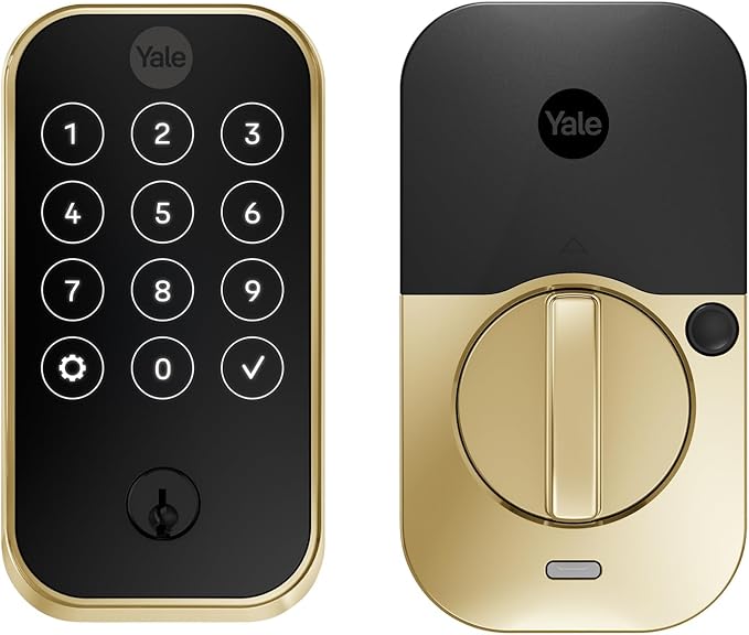 Yale Assure Lock 2 Touch Deadbolt, Lifetime Brass Keyed Smart Entry Door Lock with Bluetooth Connected Touchscreen Keypad and Fingerprint Scanner for Code Entry (No Wi-Fi), YRD420-F-BLE-P05