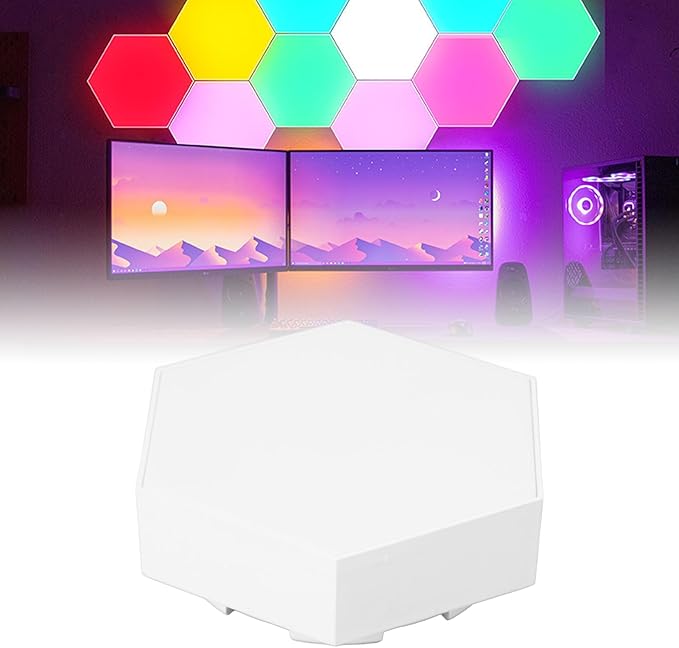 Yunseity Hexagon Light Panels, LED RGB Hexagon Wall Light with Touch Control, Smart DIY Hexagon Night Light for Bedroom Game Room Kids Room Home Decoration Gift (RGB)