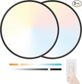 20 Inch Large LED Flush Mount Ceiling Light Fixture,45W,4600LM,3000K/4000K/6000K CCT Selectable,0.9 inch Super Slim Round Ceiling Light for Bedroom,Hallway,Kitchen (Dimmable Black 2PK)