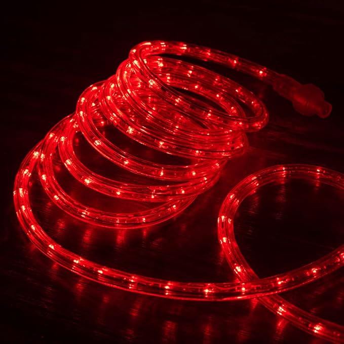 WYZworks 576LEDs 50ft LED Outside Rope Lights, Outdoor ETL Certified Waterproof Permanent 360 Degree Light Emitting, Flexible Tube, Connectable, Christmas Palm Tree Exterior Landscape, Red