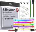 BTF-LIGHTING FCOB WS2814 IC RGBW 3000K COB LED Strip Flexible High Density Uniform Chasing Color Light 16.4FT DC24V 784LED/m 14IC/m 10mm Width for Home Indoor Decor(No Adapter or Controller)