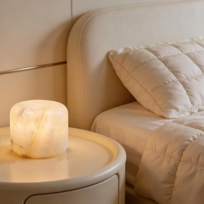 Marble Lamp Night Light Touch Bedside Table Lamp for Bedroom,Type-C Rechargeable Small Desk Bedside Small Lamps,Eye Caring Dimmable LED Ambient lamp (Art Deco)