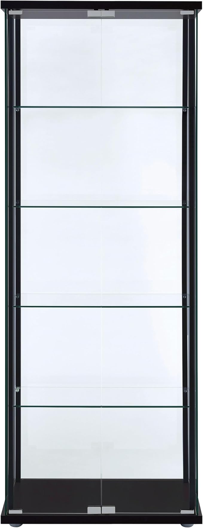 Coaster Home Furnishings - Delphinium - Wood - 5-Shelf Curio Display Cabinet with Tempered Glass Shelves, Push-to-Open Doors and Chrome Hardware - Living Room - Black - 950170
