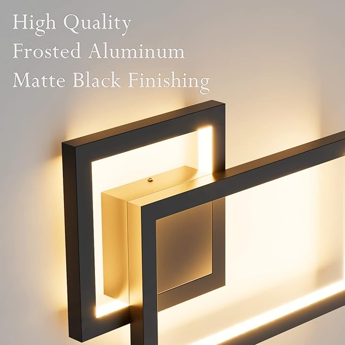 Ralbay 2-Pack Modern Indoor Wall Sconce 20W Aluminum Up and Down LED Modern Black Wall Sconce for Indoor Living Room Bedroom Hallway (Warm White Light, 3000K)