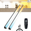 Under Cabinet Lighting Wireless with Remote,Rechargeable Battery Operated Closet Lights,3 Color Magnetic Dimmable led Strip Lights,Under Counter Lights for Kitchen,Shelf,Bedroom (Black-2PCS, 30cm)